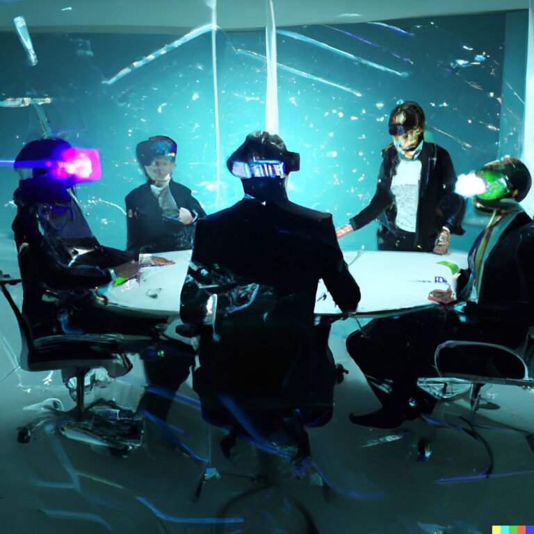 Dall·e 2023 12 27 13.17.26 Enterprise Workers Around A Conference Table With Holograms And Virtual Reality Glasses Digital Art 1.jpg